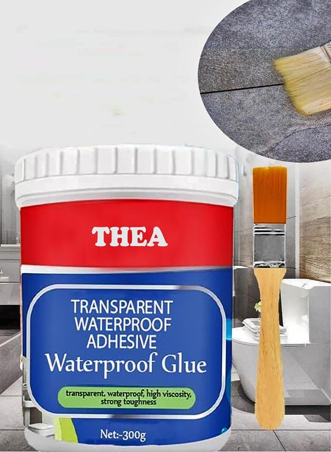 Thea Invisible Crack Seal Glue with Brush I Transparent Waterproof Glue for Roof Leakage I Crack Seal Agent Roof Water Leakage Solution Water Proof Glue Waterproofing for Pipe,Wall &Tiles(300gm+Brush) - Image 1